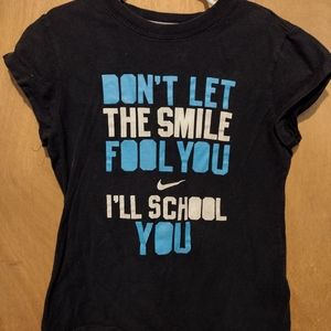 Nike Navy Blue Girls T-shirt Don't let the smile fool you, I'll school you Sz S